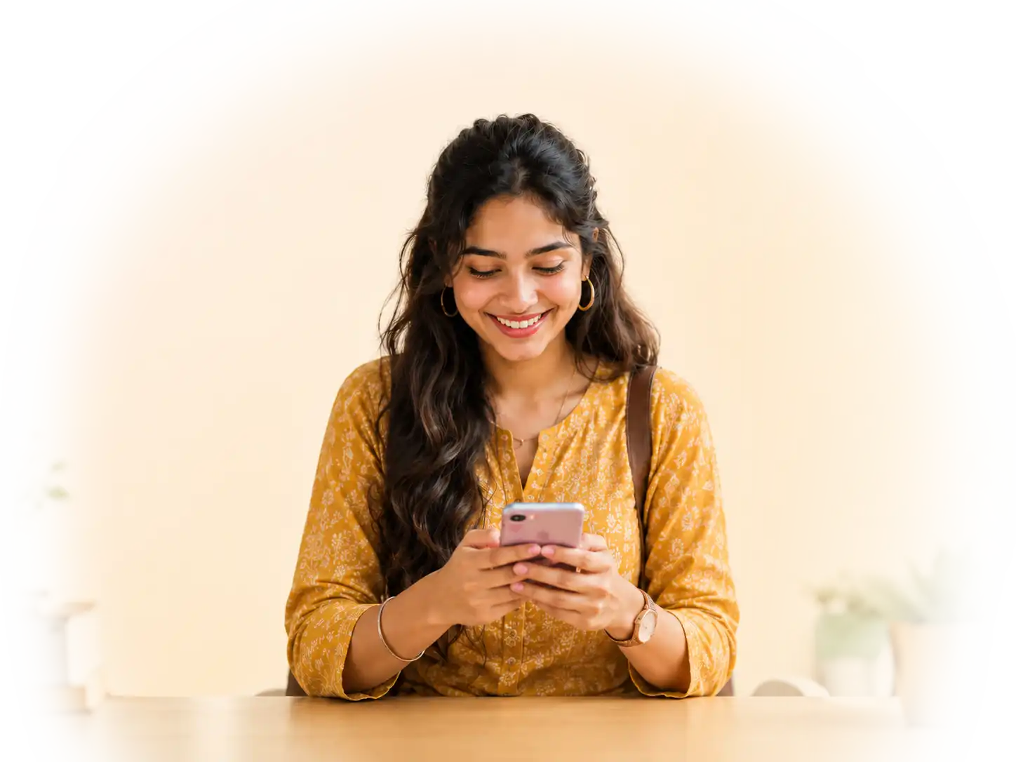 University student getting instant answers from the UniEcho assistant on her phone